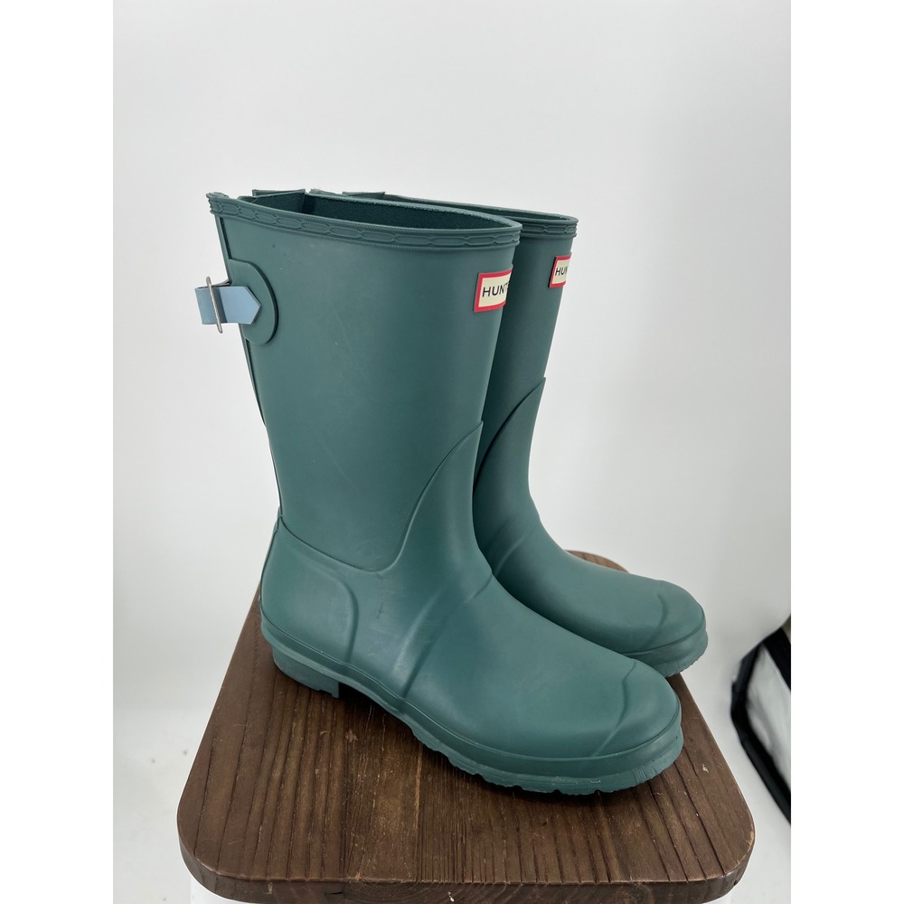 Hunter Original Short Back Adjustable Rain Boots - Sage Green - Size 9